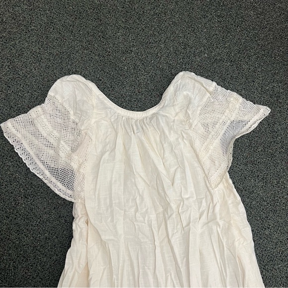OLD NAVY Off-White Cream Flutter Lace Sleeve Swing Mini Midi Dress Open-Back M - Picture 9 of 16